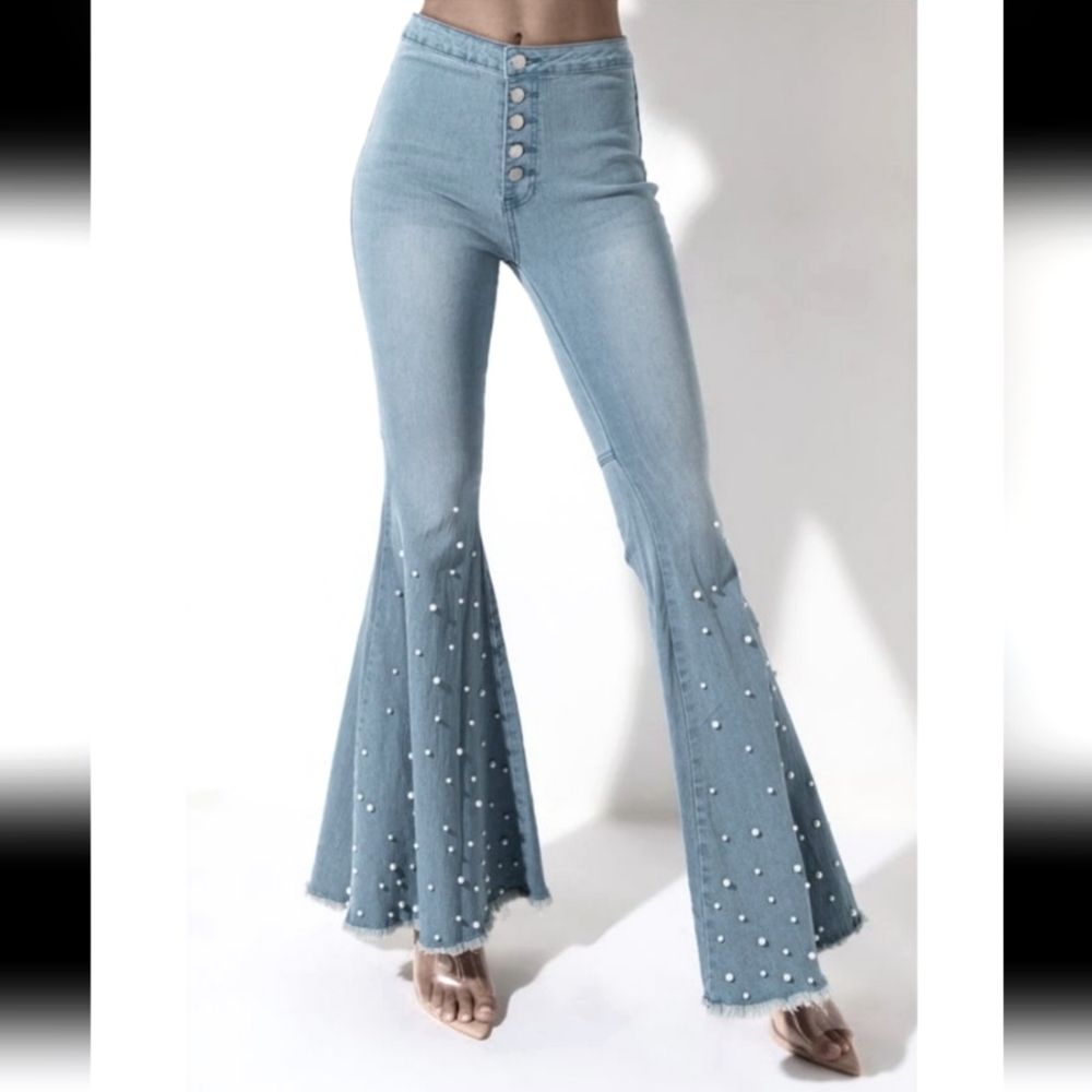 Boho wide leg denim. Size Small